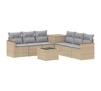 vidaXL Juego de Sofá 8 uds. Beige y Gris Claro Ratán sintético y Acero
