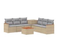 vidaXL Juego de Sofá 8 uds. Beige y Gris Claro Ratán sintético y Acero
