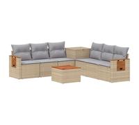 vidaXL Juego de Sofá 8 uds. Beige y Gris Claro Ratán sintético y Acero