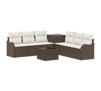 vidaXL Juego de Sofá 8 uds. Marrón y Crema Blanca