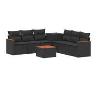 vidaXL Juego de Sofá 8 uds. Negro Ratán sintético y Acero