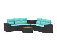 vidaXL Juego de Sofá 8 uds. Negro y Azul Ratán sintético y Acero