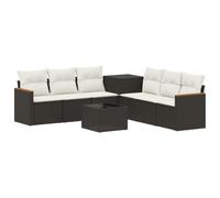 vidaXL Juego de Sofá 8 uds. Negro y Blanco Crema