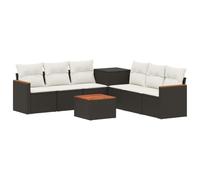 vidaXL Juego de Sofá 8 uds. Negro y Blanco Crema