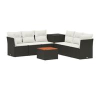 vidaXL Juego de Sofá 8 uds. Negro y Blanco Crema
