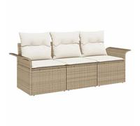 vidaXL Juego de Sofá con cojín 3 pcs ratán sintético Sofá exterior Sofá Beige y Crema