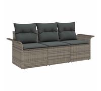 vidaXL Juego de Sofá con cojín 3 pcs ratán sintético Sofá exterior Sofá Gris