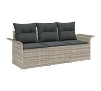 vidaXL Juego de Sofá con cojín 3 pcs ratán sintético Sofá exterior Sofá Gris Claro