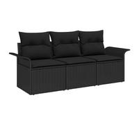 vidaXL Juego de Sofá con cojín 3 pcs ratán sintético Sofá exterior Sofá Negro