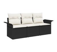 vidaXL Juego de Sofá con cojín 3 pcs ratán sintético Sofá exterior Sofá Negro y Crema