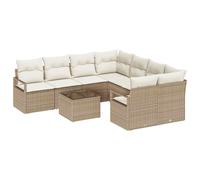 vidaXL Juego de Sofá con cojín 9 pcs Beige y Crema ratán sintético