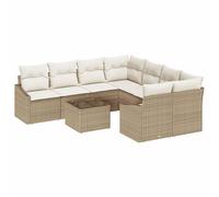 vidaXL Juego de Sofá con cojín 9 pcs Beige y Crema ratán sintético