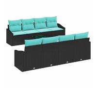 vidaXL Juego de Sofá con cojín 9 pcs Negro y Turquesa ratán sintético, Sofá Modular para jardín y terraza, Resistente al Clima, cómodo para reuniones al Aire Libre