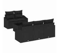 vidaXL Juego de Sofá con cojín Manual 6 pcs Negro ratán sintético