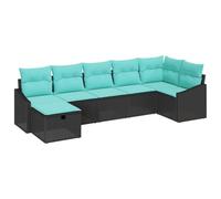 vidaXL Juego de Sofá con cojín Negro ratán sintético, Sofá Moderno para jardín y terraza, Muebles Ligeros, Material Resistente al Sol, con Compartimentos, diseño de Patio