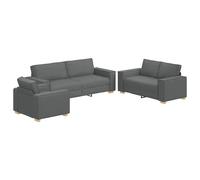 vidaXL Juego de Sofá Moderno Gris Oscuro para 6 | Asientos Elegantes de Sala de Estar | Estructura de Madera y Poliéster Duradera | Acabado de Tela Texturizada | Muebles Amigables para la Familia | G