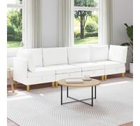 vidaXL Juego de sofá modular con almacenamiento 4 uds. Blanco Tela