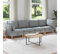 vidaXL Juego de sofá modular con almacenamiento 4 uds. Gris Claro Tela