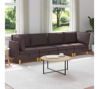 vidaXL Juego de sofá modular con almacenamiento 4 uds. Marrón Oscuro