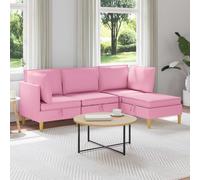 vidaXL Juego de sofá modular con almacenamiento 4 uds. Rosa Tela