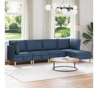 vidaXL Juego de sofá modular con almacenamiento 5 uds. Azul Tela
