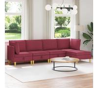vidaXL Juego de sofá modular con almacenamiento 5 uds. Rojo vino Tela