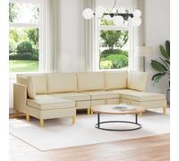 vidaXL Juego de sofá modular con almacenamiento 6 uds. Crema Tela