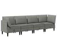 vidaXL Juego de sofá para sala de estar, 4 piezas, color gris oscuro, tapizado en tela