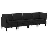 vidaXL Juego de sofá para sala de estar, 4 piezas, color negro, tapizado en tela
