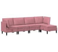 vidaXL Juego de sofá para sala de estar, 5 piezas, color rosa, tapizado en terciopelo