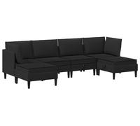 vidaXL Juego de sofá para sala de estar, 6 piezas, color negro, tapizado en tela