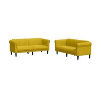 vidaXL Juego de 2 sofás tapizados en terciopelo amarillo