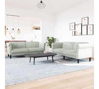 vidaXL Juego de sofás 2 piezas terciopelo gris claro