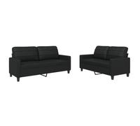 vidaXL Juego de Sofás 2 pzas, Sillones de Televisión con Cojines, Sofás de Descanso Relax, Asientos Tapizados para Salón, Cuero Sintético Negro