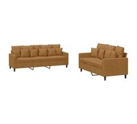 vidaXL Juego de sofás 2 piezas – Sillones TV con cojines, tapizado terciopelo marrón