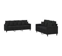 vidaXL Juego de sofás 2 piezas Sillones de TV con cojines Terciopelo negro