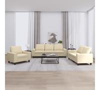 Vidaxl juego de sofás 3 piezas tela color crema
