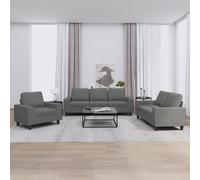 vidaXL Juego de sofás 3 piezas tela gris oscuro