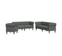 vidaXL Juego de sofás 3 piezas, tela gris oscuro