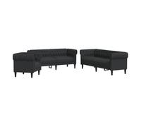 vidaXL Juego de sofás 3 piezas de tela – Negro
