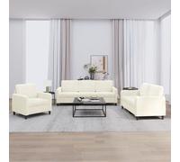 vidaXL Juego de sofás 3 piezas terciopelo crema