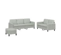 Vidaxl juego de sofás 3 piezas terciopelo gris claro