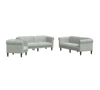 vidaXL Juego de sofás 3 piezas terciopelo gris claro