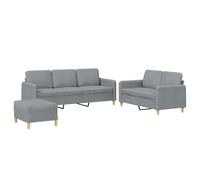 vidaXL Juego de Sofás 3 pzas, Asientos con Cojines Reposabrazos, Sillones de Televisión Relax, Sofás Tapizados para Salón Hogar, Tela Gris Claro