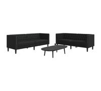vidaXL Juego de sofás Chesterfield 2 piezas cuero sintético negro