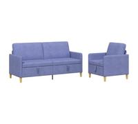 vidaXL Juego de Sofás con Almacenamiento 2 pcs Azul Jeans Poliéster, Sofá Moderno y cómodo, Juego para Interiores, Almacenamiento, Cojines de Espuma, Fundas extraíbles, diseño Minimalista