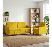 vidaXL Juego de Sofás con Almacenamiento 2 uds. Amarillo Poliéster