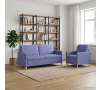 vidaXL Juego de Sofás con Almacenamiento 2 uds. Azul jeans Poliéster