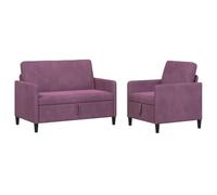 vidaXL Juego de Sofás con Almacenamiento 2 uds. Morado Poliéster