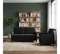 vidaXL Juego de Sofás con Almacenamiento 2 uds. Negro Poliéster